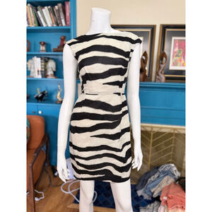 Banana Republic Zebra Print Mini Dress 0P Black Beige